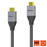 celexon aktives HDMI Kabel 4K 10,0m - Detail Stecker mit HDMI-2.0- und HEC-Symbolen