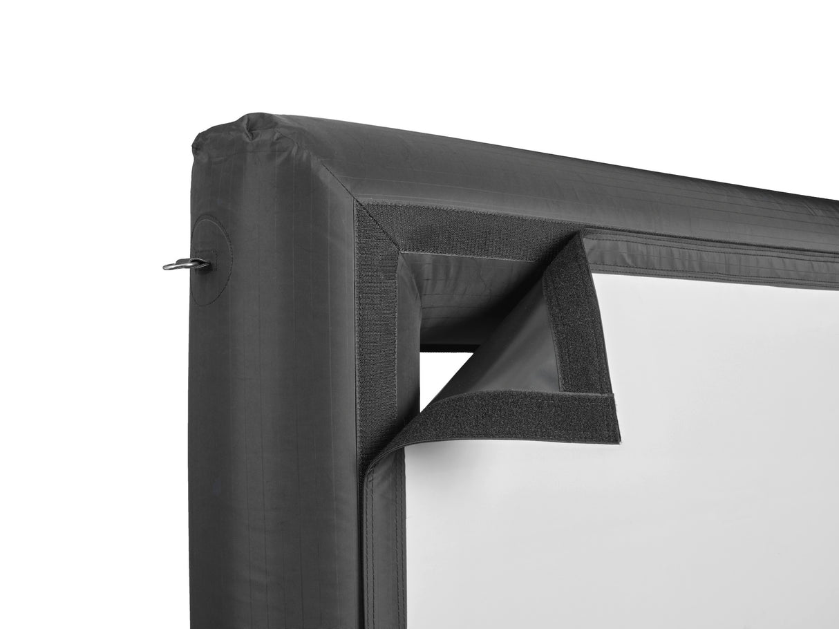 celexon INF Outdoor Leinwand Professional 120 Zoll - Detail Rahmenecke mit Klettverschluss