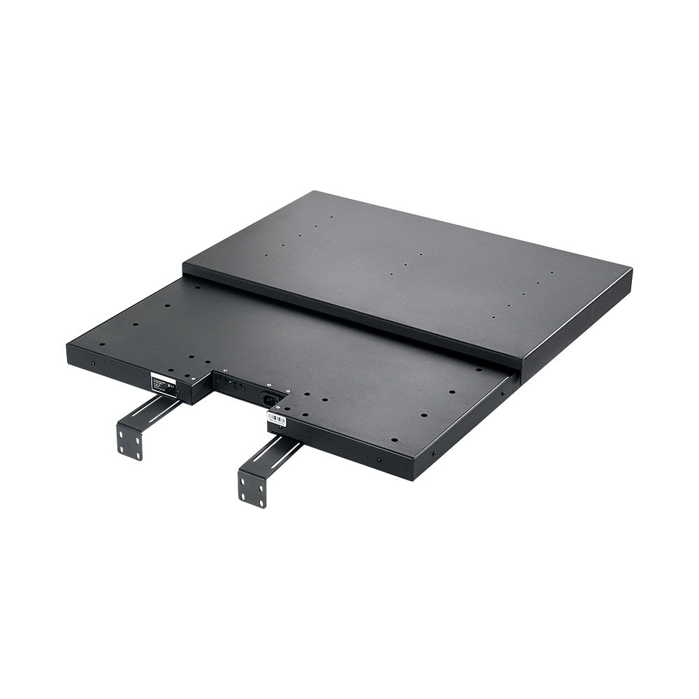 celexon Flexible motorischer Laser TV Auszug Schwarz - Rückseite mit Montagewinkeln und Netzanschluss