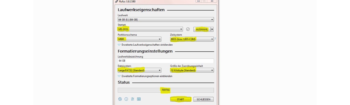 Benq Rufus Formatierung