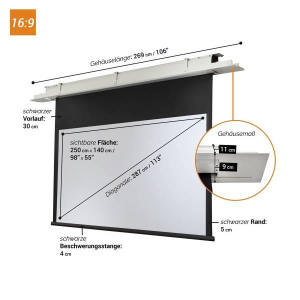 Celexon Deckeneinbau Leinwand Motor Expert 250 x 140 cm