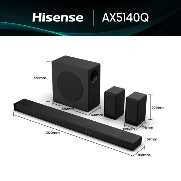 Hisense AX5140Q Schwarz - 5.1.4 Dolby Atmos Soundbar