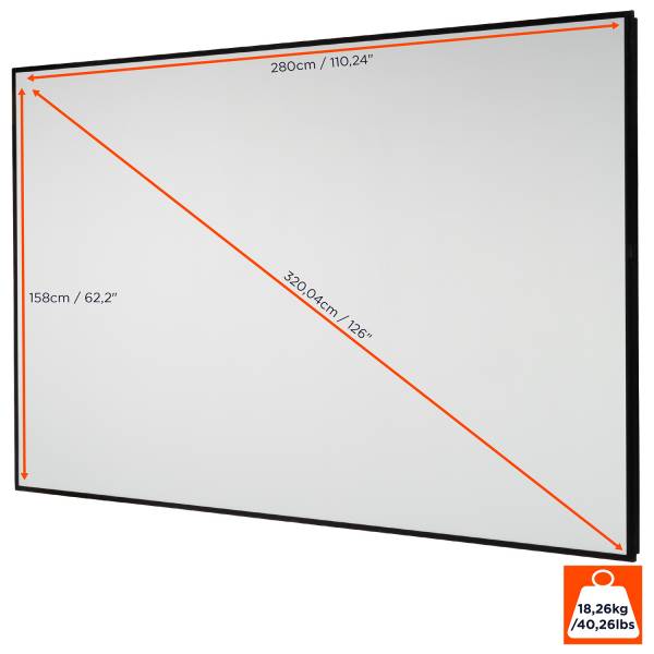 celexon Slate Kontrastleinwand 280 x 158cm - 126" SlimLine Rahmenleinwand