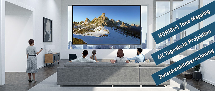 Epson QL3000B Beamer Installation Tageslicht Wohnzimmer
