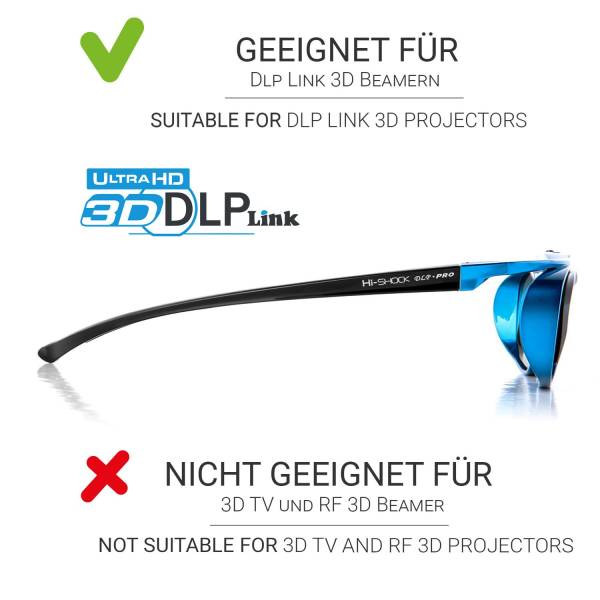 Hi-SHOCK DLP Pro Blue Heaven - DLP Link 3D Brille mit Akku