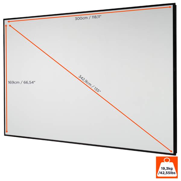 celexon Slate Kontrastleinwand 300 x 169cm - 135" SlimLine Rahmenleinwand