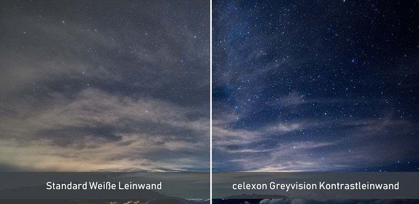 celexon Greyvision Kontrastleinwand 90 Zoll Schwarzwert Verbesserung