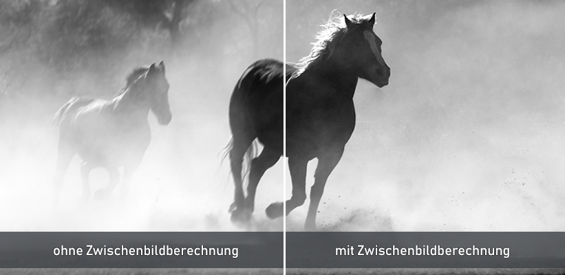 Sony VPL-GTZ380 Motionflow Zwischenbildberechnung Vergleich