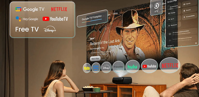 JMGO O2S Ultra Laser TV Google TV Streaming App Auswahl