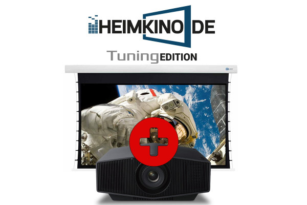 Set: Sony XW5000ES Schwarz + DELUXX Darkvision Tension Motorleinwand | HEIMKINO.DE Tuning Edition