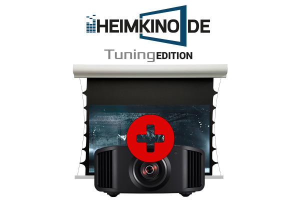 Set: JVC DLA-NP5B + DELUXX Dayvision II Tension Motorleinwand | HEIMKINO.DE Tuning Edition