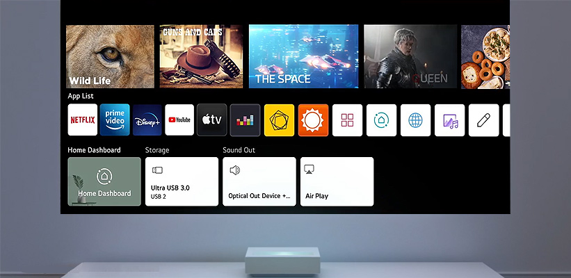 LG HU715QW Streaming App Auswahl