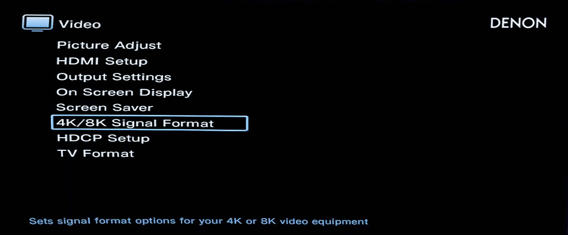 Denon AV-Receiver 8K Signal Einstellung