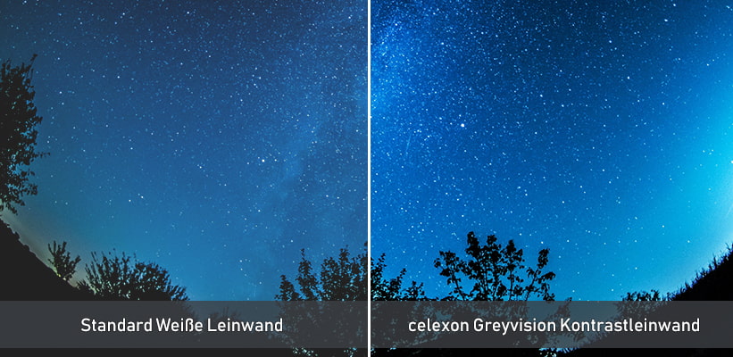 celexon Greyvision Kontrastleinwand 110 Zoll Schwarzwert Verbesserung