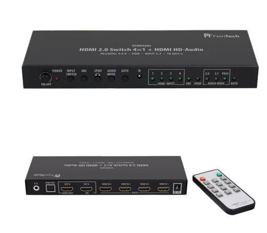 FeinTech HDMI 2.0 Switch 4x1+1 (mit HDMI HD-Audio Ausgang)