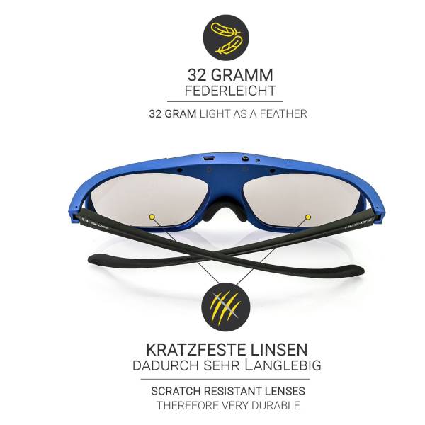 Hi-SHOCK Pro Blue Heaven - RF 3D Brille mit Akku