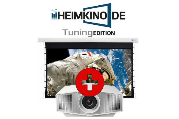 Set: Sony VPL-XW5000ES Weiß + DELUXX Darkvision Tension Motorleinwand | HEIMKINO.DE Tuning Edition