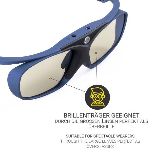 Hi-SHOCK Pro Blue Heaven - RF 3D Brille mit Akku