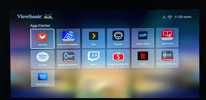 ViewSonic X1000-4K Streaming App Auswahl