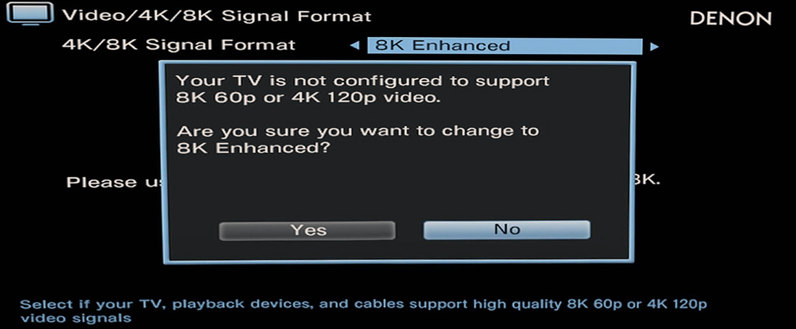 Denon AV-Receiver 8K Signal Einstellung